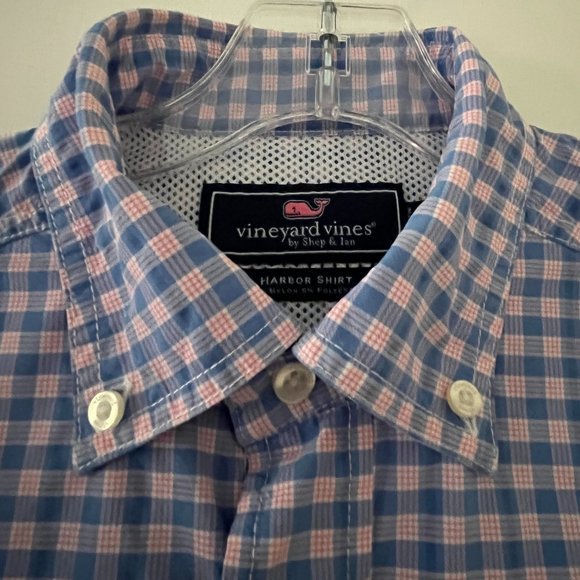 Vineyard Vines Harbor Shirt blue & pink check men’s small - Picture 2 of 10